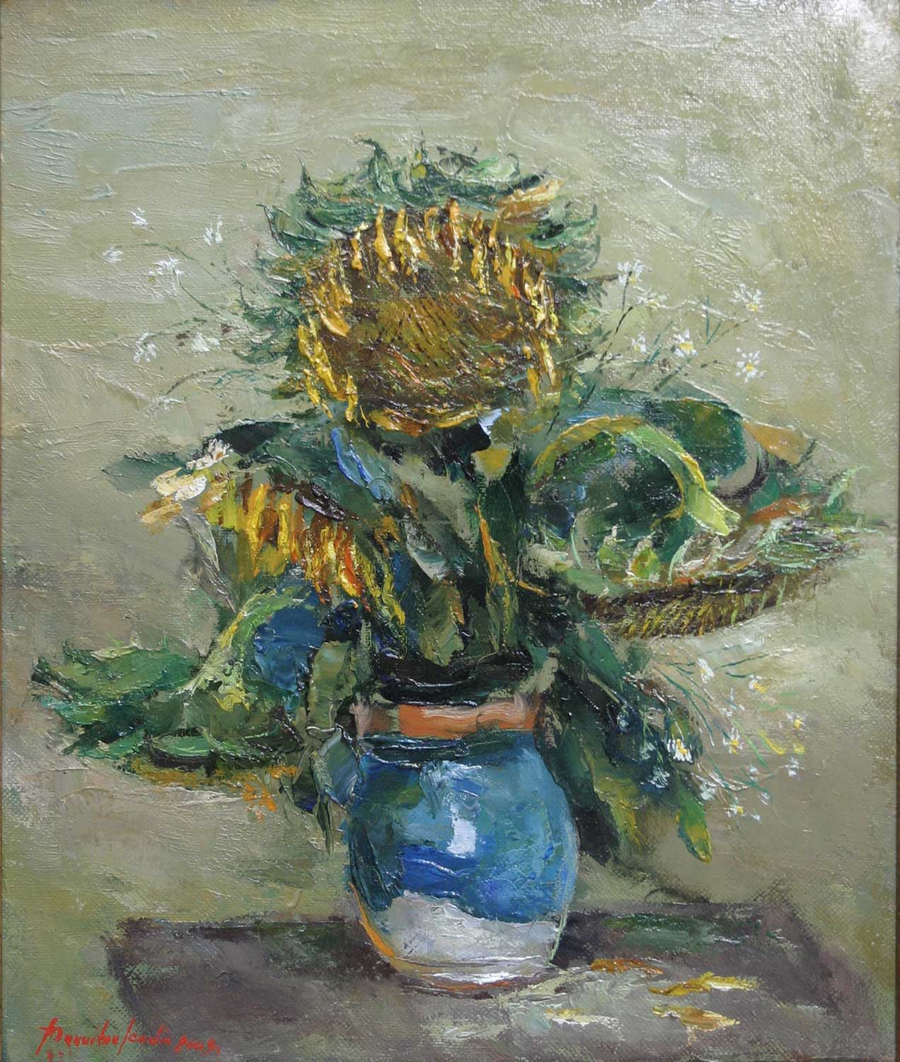 Sunflower in Blue Pot II