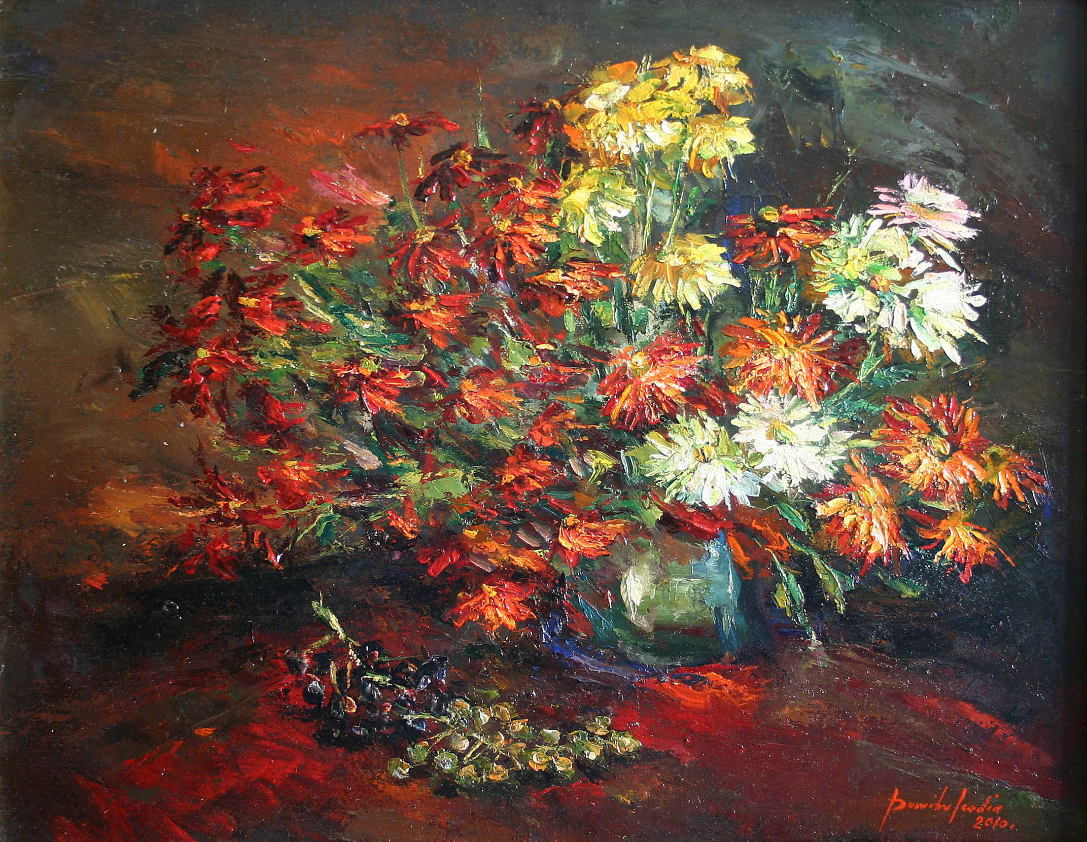 Chrysanthemums and Grapes